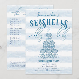 Seashells & Wedding Bells Blue Bachelorette Party Invitation