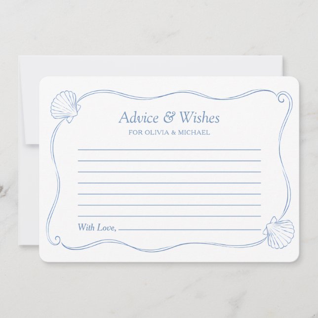 Seashells & Wedding Bells Bridal Shower Advice Card (Front)