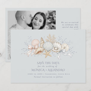 Seashells Wedding Bells Coastal Wedding Photo Save The Date