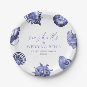 Seashells & Wedding Bells Elegant Bridal Shower  Paper Plate