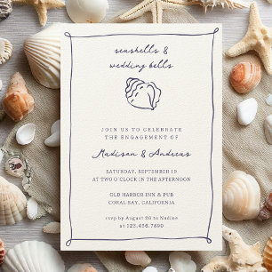 Seashells Wedding Bells Nautical Beach Engagement Invitation