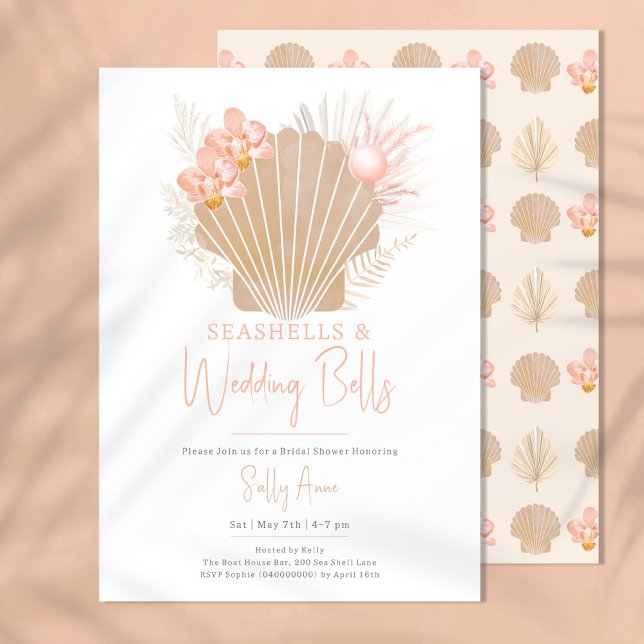 Seashells & Wedding Bells Ocean Bridal Shower Invitation (Creator Uploaded)