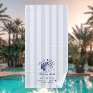 Seashells & Wedding Bells Striped Bachelorette Beach Towel