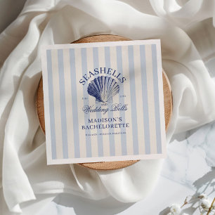 Seashells & Wedding Bells Striped Bachelorette Napkin
