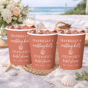 Seashells Wedding Bells Terracotta Bridal Shower Paper Cups