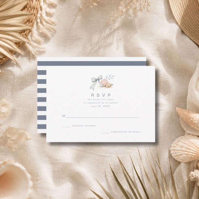 Seashells & Wedding Bells Wedding RSVP Card (Creator Uploaded)
