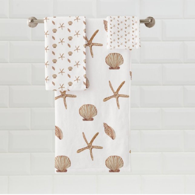 Seashells White  Bath Towel Set (Creator Uploaded)