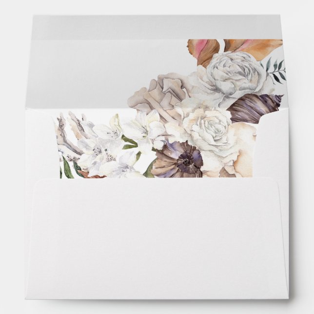 Seashells & White Floral 3 Envelope (Back (Bottom))
