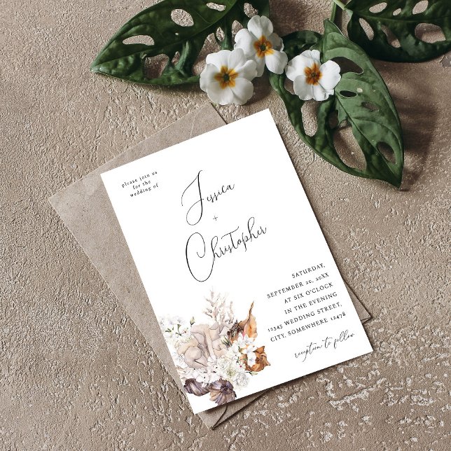 Seashells & White Floral Wedding 2 Invitation (Creator Uploaded)