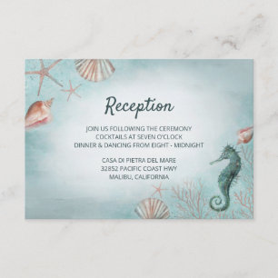 Seashore   Beach Blue Nautical Wedding Reception Enclosure Card
