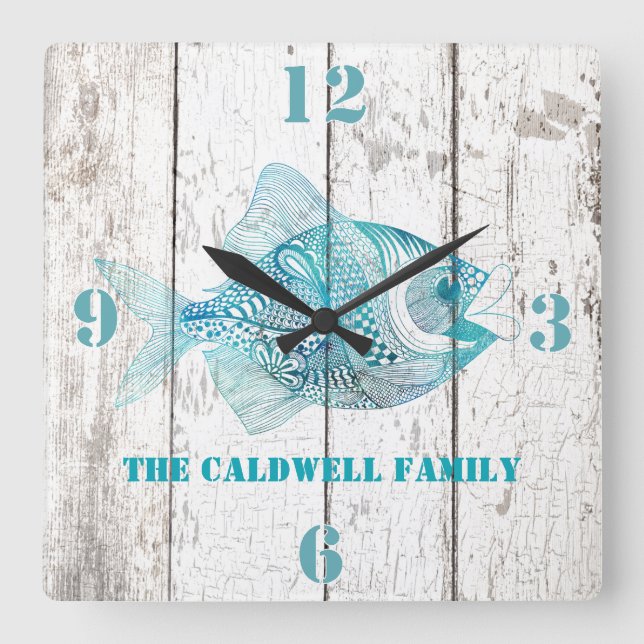 Seashore Beach House Wood Look Wall Clock (Front)