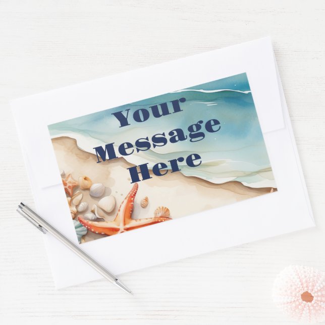 Seashore Bliss Beach Party Rectangular Sticker (Envelope)