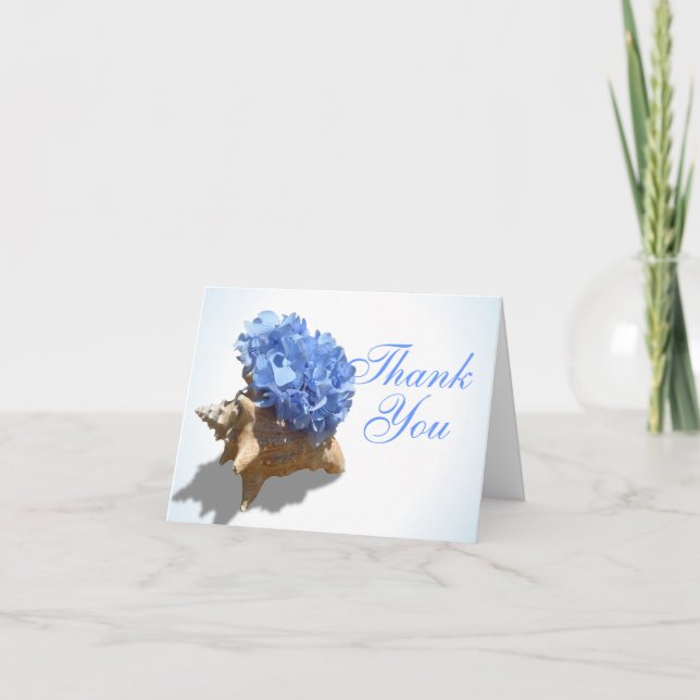 Seashore Blue Hydrangeas Thank You Card (Front)