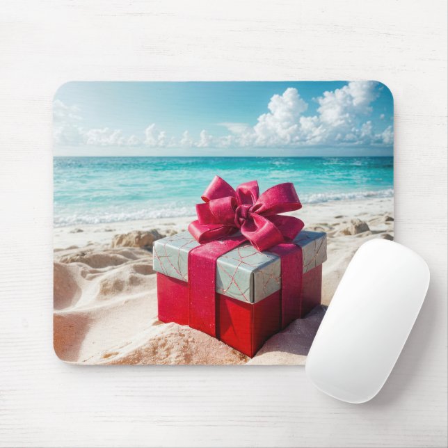 Seashore Christmas Gift On Beach Sand Mouse Pad (With Mouse)