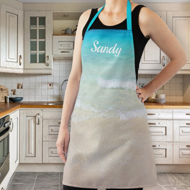 Seashore Coastal Scene Name Big Design Apron (Creator Uploaded)