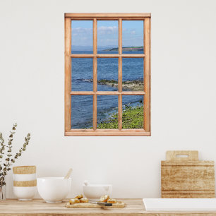 Seashore / Coastal Window View Trompe L'oeil Poster