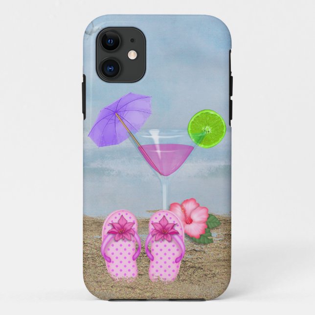 Seashore Cocktail and Flip-flops Case-Mate iPhone Case (Back)
