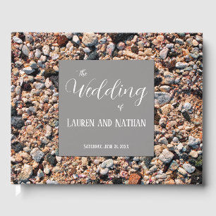 Seashore Coral Sand & Shells, Modern Beach Wedding Guest Book