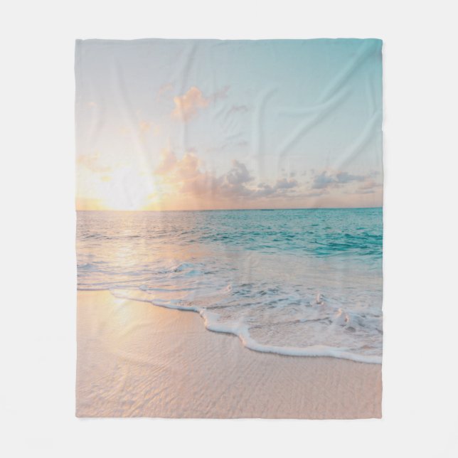 Seashore during golden hour fleece blanket (Front)
