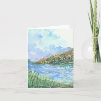 seashore landscape watercolor blank note cards