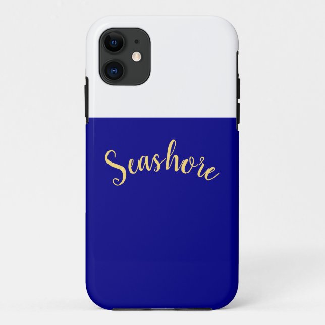 SEASHORE Modern White Royal Blue Colour Block Case-Mate iPhone Case (Back)