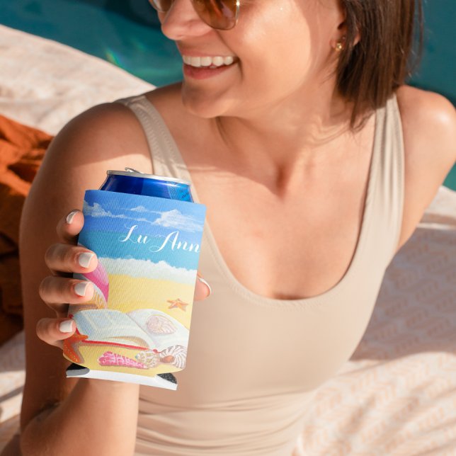 Seashore Personalised Can Cooler (Creator Uploaded)