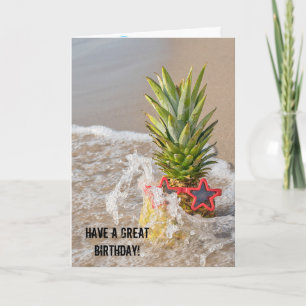 seashore pineapple in wave card