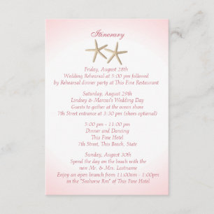 Seashore Pink Hydrangea Wedding Intinerary Invitation