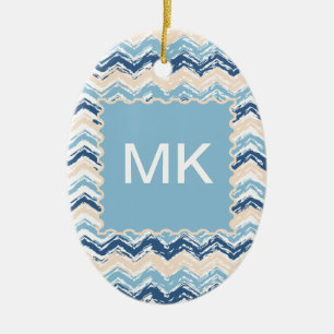 Seashore Scribble ZigZag Ceramic Tree Decoration