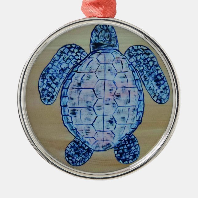 Seashore Turtle Metal Tree Decoration (Front)