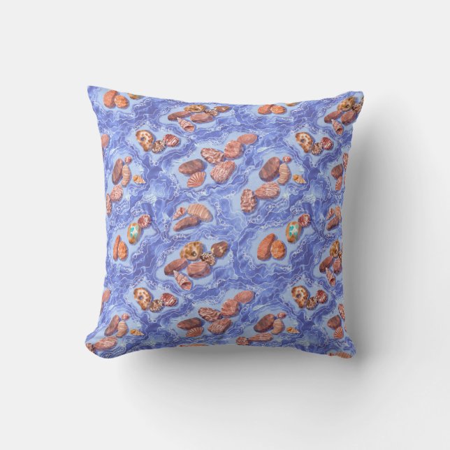 Seashore, waves, pebbles cushion (Front)