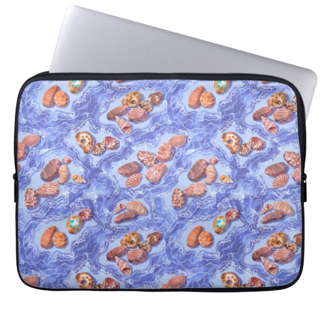 Seashore, waves, pebbles laptop sleeve (Front)
