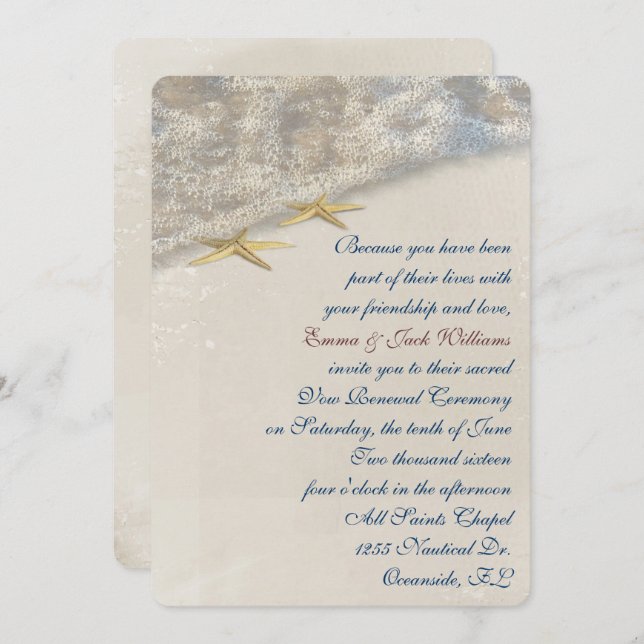 Seashore  Wedding Vow Renewal Invitation (Front/Back)