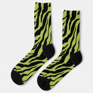 Seasick Zebra, Green and Black Striped Pattern Socks