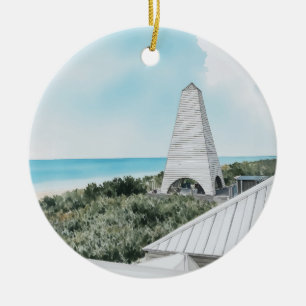 Seaside 30A Florida Watercolor Ceramic Ornament