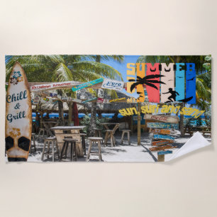 Seaside Adventure Surfing Beach Towel