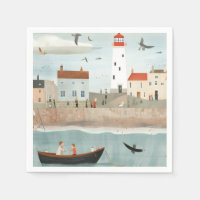 Seaside and Lighthouse Napkins