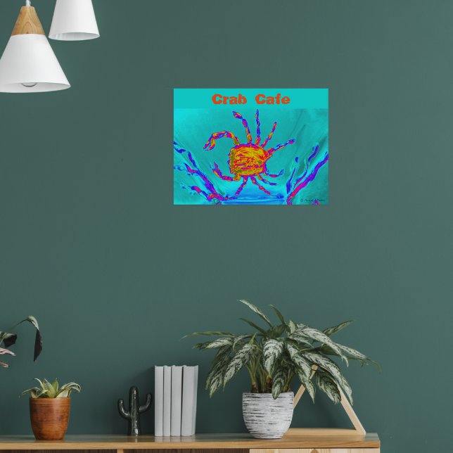 Seaside Art Cool Crab Turquoise Poster (Living Room 1)