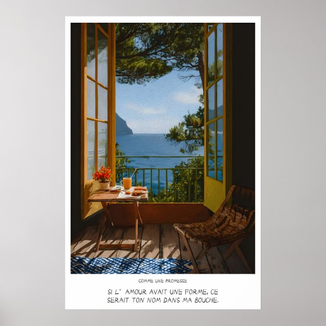 Seaside Balcony Wall Art Print - Romantic Morning (Front)