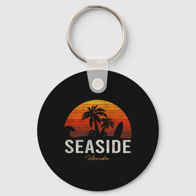 Seaside Beach Florida Fl Palms Vacation Surf Sunse Key Ring (Front)