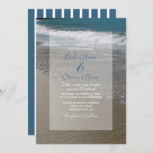 Seaside Beach & Sand Wedding Invitations (Front/Back)