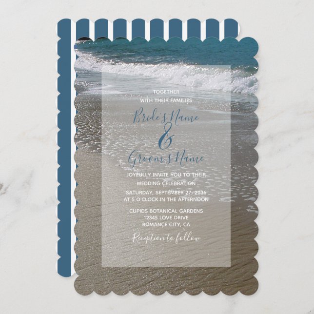 Seaside Beach & Sand Wedding Invitations (Front/Back)
