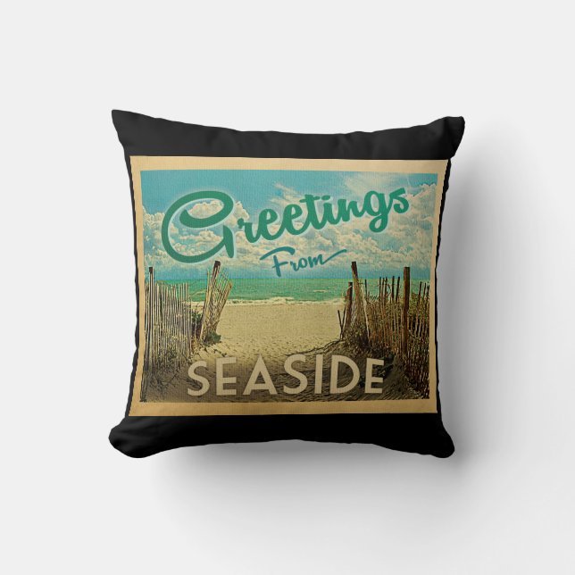 Seaside Beach Vintage Travel Cushion (Front)