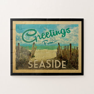 Seaside Beach Vintage Travel Jigsaw Puzzle