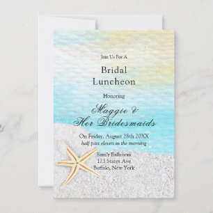 Seaside Beach White Sand Bridal Luncheon Invitation