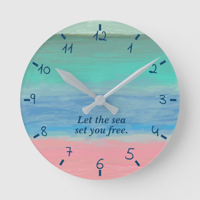 Seaside Beach with Pink Sand Round Clock (Front)