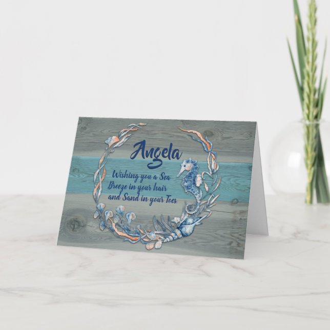Seaside Beachy Birthday Folded Greeting Card (Front)