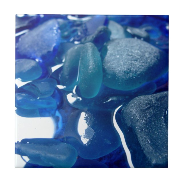 Seaside Blue Sea Glass Ceramic Tile (Front)
