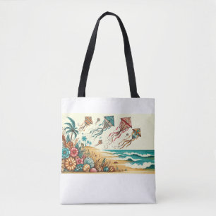 Seaside Breeze & Flying Kites Tote Bag