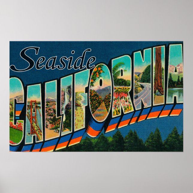 Seaside, California - Large Letter Scenes Poster (Front)